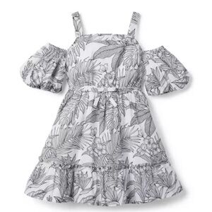 Janie and Jack white Palm  cold shoulder girls dress size 4
